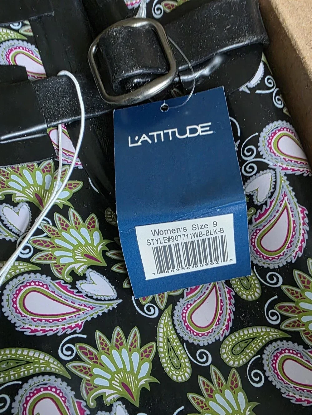 Women’s Black Paisley Rain Boots 9
